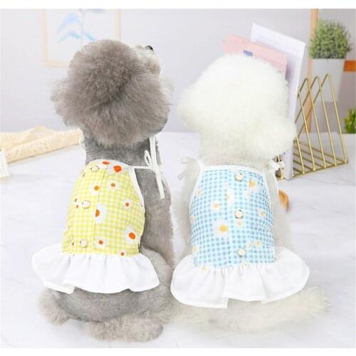 Fashion Cotton Pet Clothes Cute Daisy Pattern Dress T-shirts Lovers Suit Small Medium Cat Dog Clothes Pet Supplies Dog Skirts
