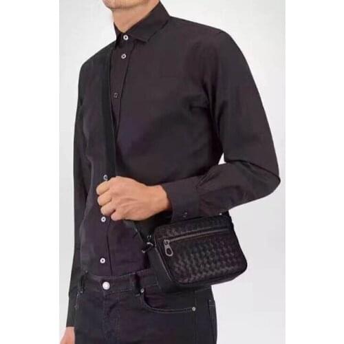 Men luxsury wovenLeather shoulder bag camera bag phone bag chest bag Genuine leather