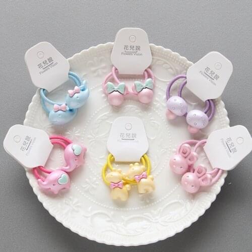 Set of 2 pcs Cute Cartoon Little Girls' Elephant Mushroom Hair Ties Giraffe Bunny Hair Hands Kids Hair Accessories HT052