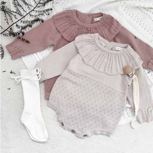 2021 new boys girls knitted rompers cotton full sleeve autumn babys jumpsuit