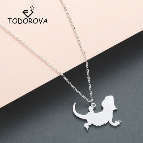 Todorova Bearded Dragon Charm Lizard Pendant Necklace Stainless Steel Jewelry Gift Male Drop Shipping