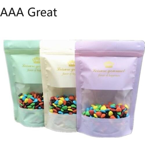 100Pcs/Lot Plastic Bags Transparent Front Stand Up Pouch With Zipper Christmas Decorations For Home Candy Chocolate Packing Bags