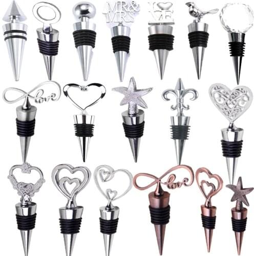 Zinc Alloy Wine Stopper Crystal Wine Champagne Bottle Stopper Vacuum Sealed Wedding Heart Gift Wine Pourer Stopper Dropshipping