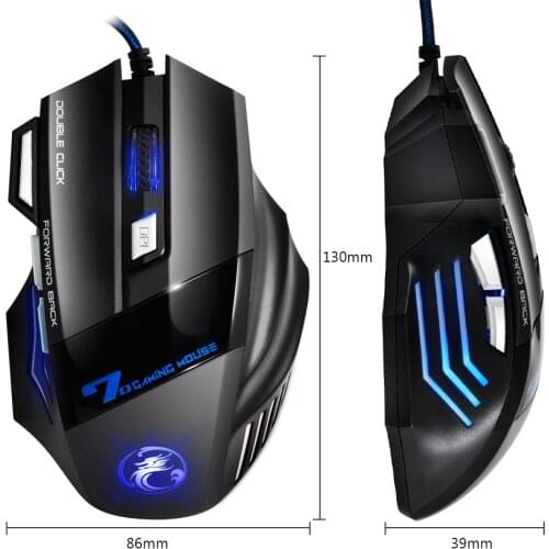 Professional wired colorful RGB gaming mouse 7 buttons 4 gear 2400 DPI LED optical USB computer mouse gamer mouse