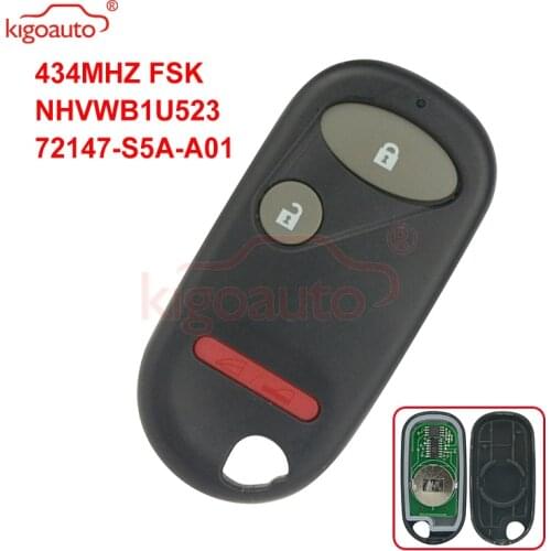 Kigoauto 72147-S5A-A01 remote fob 3 button 433Mhz FSK for Honda Pilot Civic 2004 2005 NHVWB1U523 NHVWB1U521