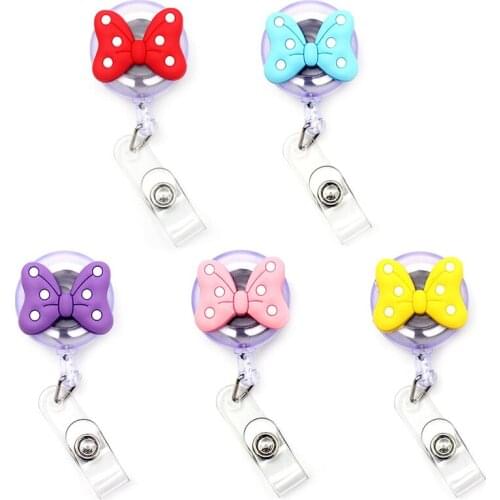 Sunny Color Bow Retractable Creative Card Holder Badge Reel Nurse Exhibition Enfermera Girl Name Card Chest Boy