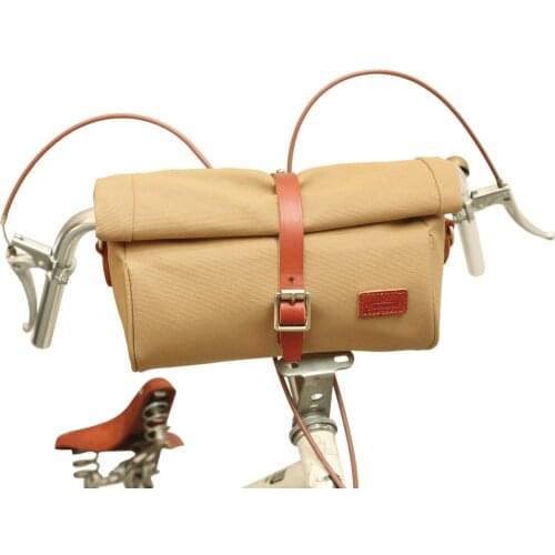 Tourbon Retro Bike Front Handlebar Bag Bicycle Seat Pack Saddle Pouch Bags Cycling Pannier w/ Shoulder Strap Canvas & Leather