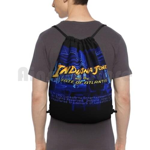 Indiana Jones And The Fate Of Atlantis #02 Backpack Drawstring Bag Riding Climbing Gym Bag Indiana Jones And The Fate Of