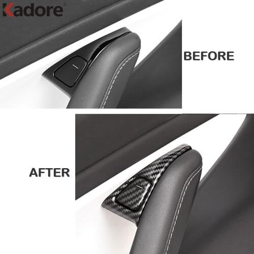 Inner Door lock switch Panel Cover Trim For Tesla Model 3 2018 2019 2020 2021 Carbon Fiber Car Interior Accessories 8pcs