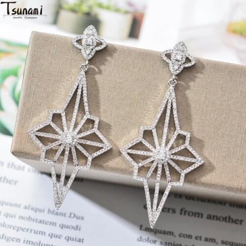 New Hot 2021 Wedding Jewelry Ear rings Drop Earrings For Women Trendy Zircon Stone Earrings Classic Luxury Classic Noble Fashion
