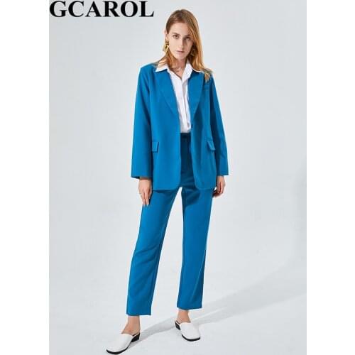GCAROL Women Blazer And Guard Pants Sets Two Pieces OL Single Breasted Jacket Formal Suit Pleated Trousers Spring Autumn Winter
