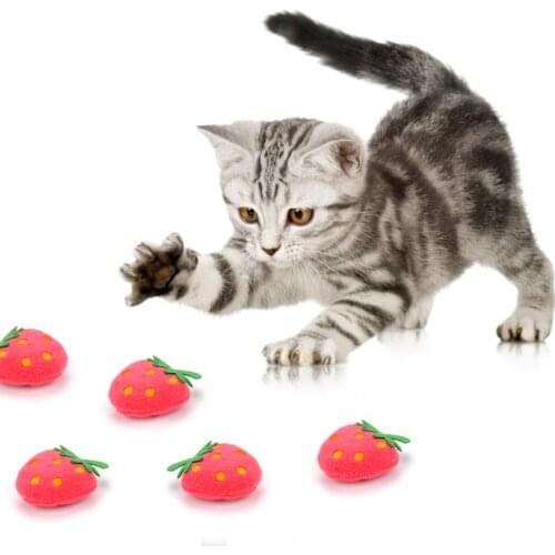 Dorakitten 10Pcs/Set Cat Catnip Toys Cute Strawberry Shape Cat Interactive Toy Chew Toy Pet Supplies Cat Dog Favors
