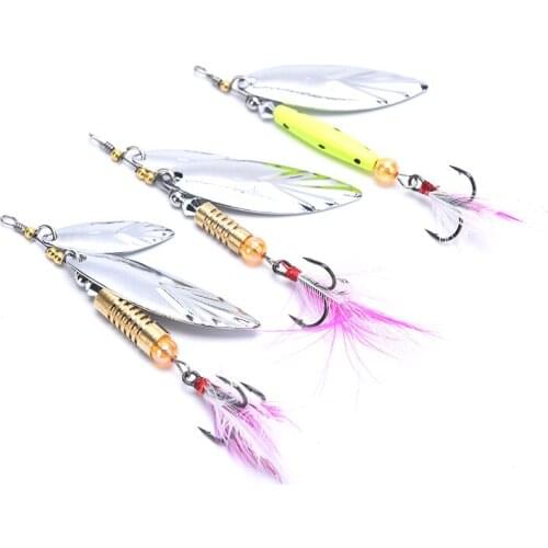 1PCS Metal Spinner Bait Spoon Fishing Lure 7g 10g Arttificial Bass Pike Hard Bait with Feather Hook Wobbles Sea Tackle Pesca