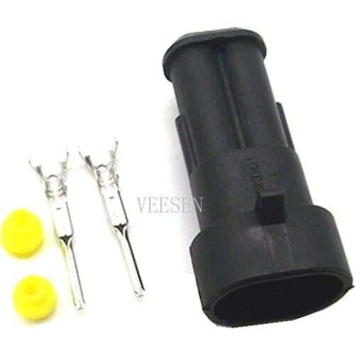 10 Sets Kit 2 Pin Auto AMP Superseal 1.5 Series Male Connector Waterproof Plug 282104-1
