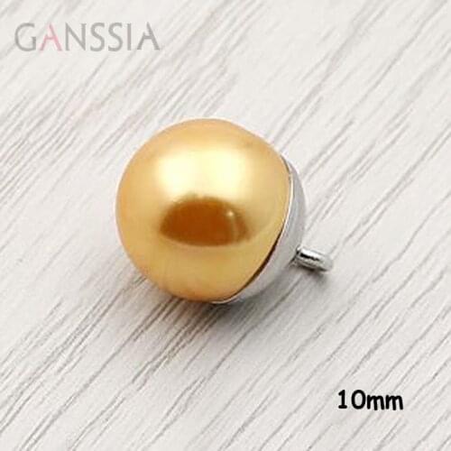 10pcs/lot Size:10mm (13/32") Exquisite Yellow resin pearl metal shank buttons for buttons, garment accessories(ss-134-7)