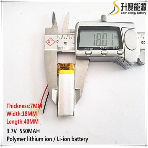 2pcs [SD] 3.7V,550mAH,[701840] Polymer lithium ion / Li-ion battery for TOY,POWER BANK,GPS,mp3,mp4,cell phone,speaker