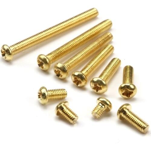 20pcs M3*4/5/6/8/10/12/16/20/25/30mm Brass Cross Recessed Pan Head PM Screws Phillips Screws
