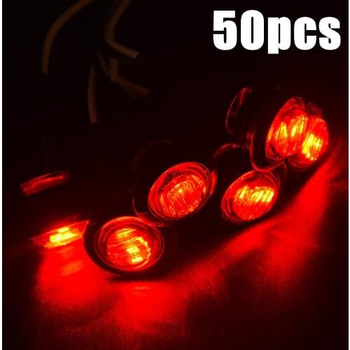 50pcs Car side marker light 3/4" 3LEDs 12V LED Round Red Color Side Marker Indicator Lamp Trailer Truck Car Lights Accessories