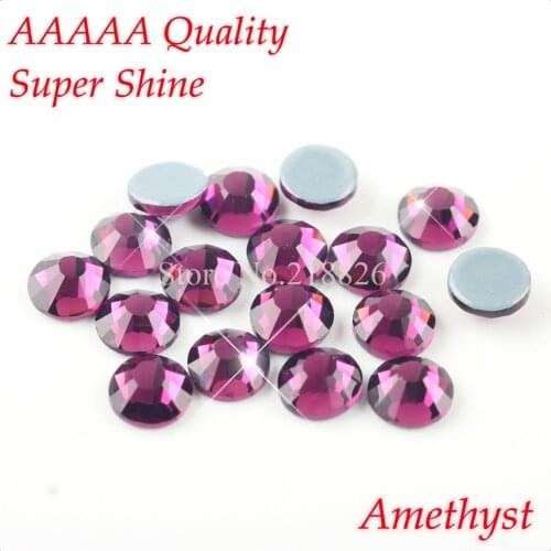 AAAAA Luxury Hotfix Rhinestone Amethyst SS6 SS10 SS16 SS20 SS30 Glass Crystals Flatback Iron On Hot Fix Rhinestones