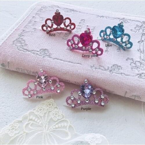 Handmade Dog Accessories Hairpin Pet Head Wear 5 Colors Gemstone Diamond Jewel Tiara Grooming Maltese Poodle Small Breed Yorkie