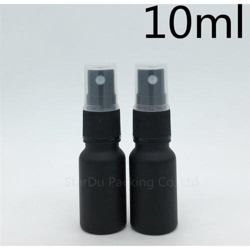 Free Shipping 10pcs/lot 10ml black Frosted glass bottle with Black plastic sprayer 10cc Essential Oil Spray Glass perfume bottle