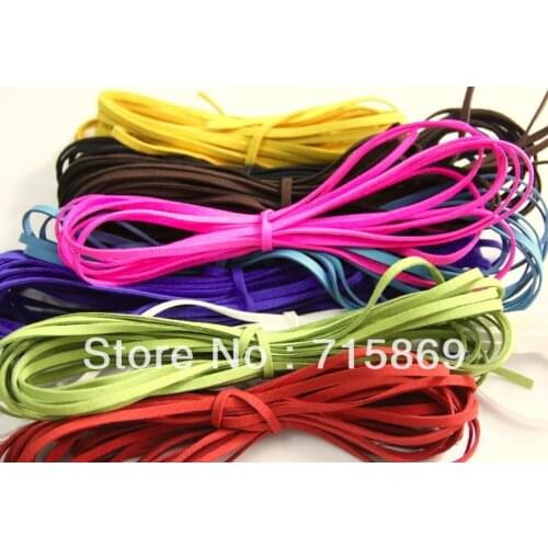 Free Shipping 5MM*1.5MM 100 Meters Multi Colors Korea Faux Suede Flat Leather Cord for DIY Jewelry necklace and bracelet