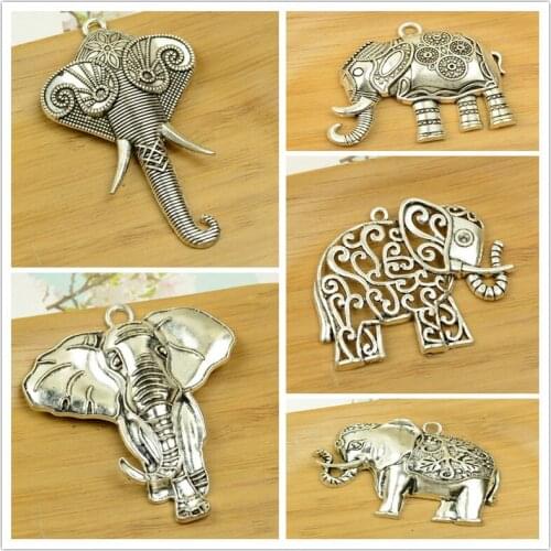 Big size elephant pendant alloy charm Thailand hot antique silver animal shape DIY jewerly accessories findings free shipping