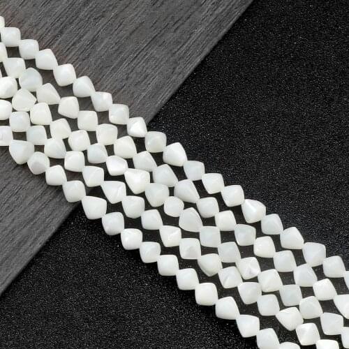 15"Per Strand 6*6MM Abacus Bead White Natural Mother Of Pearl Loose Stone Freshwater Shell for Jewellery Making Bracelet Pendant