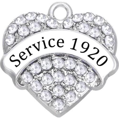 Double Nose Personalized Custom Design Heart Shape Message Crystal Service 1920 Womanhood Charm MS Sorority Pendant