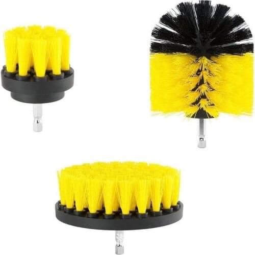 3Pcs/Set Electric Scrubber Brush 2/3.5/4'' Drill Brush Kit Plastic Round Cleaning Brush For Carpet Glass Car Tires Nylon Brushes