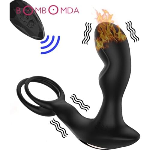 Heating Dildo Anal Vibrator Sex Toys For Men With Penis Ring G-Spot Stimulate Anal Prostate Massager Male Masturbator Adult Toys