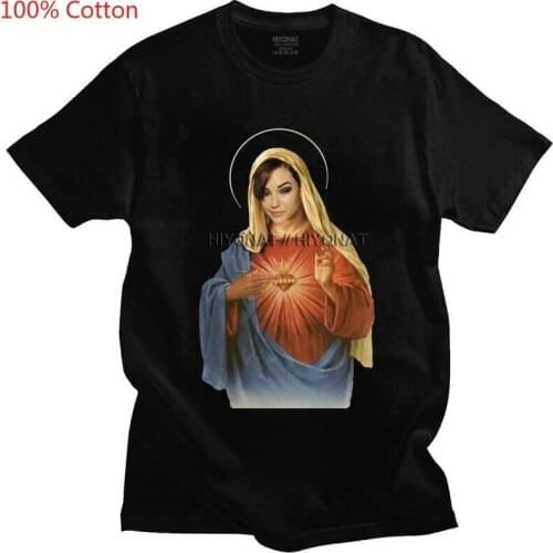 Sasha Grey Men T Shirt Pre-shrunk Cotton Tees Holy Mother Mary Tshirts Short Sleeve Novelty Streetwear Fashion T-shirt Clothing