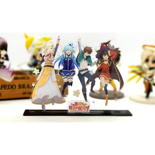 Love Thank You KonoSuba Subarashii Aqua Darkness Megumin Sato Kazuma acrylic stand figure model plate holder cake topper anime