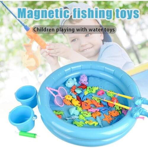 New ChildrenS Fishing Toy Pool Set Stall Playground Inflatable Fishing Pool Magnetic Fishing Parent-Child Interaction Toys Game