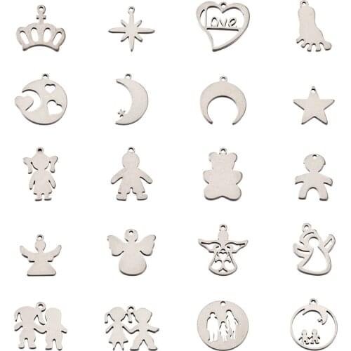 100pcs Cute Stainless Steel Charms Small Angel Girl Boy Shape Pendants for DIY Bracelet Necklace Decor Jewelry Making Findings