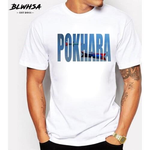 BLWHSA Pokhara City Printing Men T shirt Summer Short Sleeve Cotton Funny T-shirts Fashion Nepal City Pokhara Men Cool Tshirt