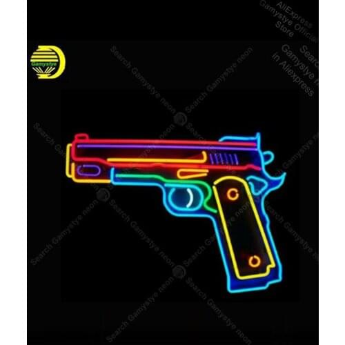 Neon sign For gun GAme room display Neon Bulbs sign handcraft Iconic Beer bar Professional Neon Sign Light Shopping Hall Sign