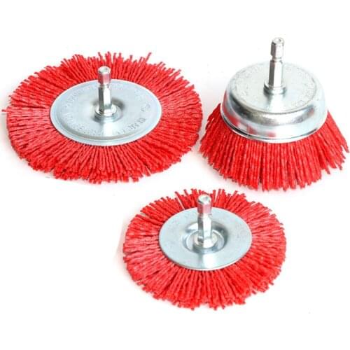 1Pc Nylon Cup Brush 2.5"/3Inch/4" Abrasive Wire Wheel Brush for Drill Rotary Tool Wood Polishing Deburring Cleaning 1/4" Shank