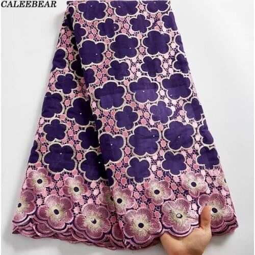 Latest Nigerian Lace Fabric 2021 Purple Embroidery African Lace Fabrics Dry Lace Swiss Voile Lace in Switzerland For Dress S2540