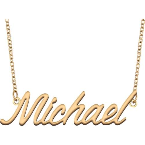 Michael Name Necklace for Women Stainless Steel Jewelry 18k Gold Plated Nameplate Pendant Femme Mother Girlfriend Gift