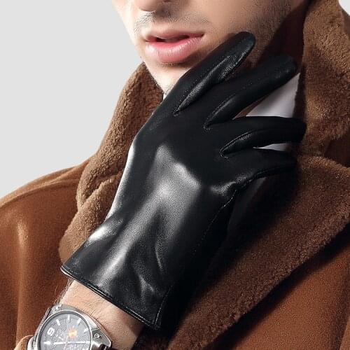 Mans Real Leather Gloves Spring Autumn Thin Sheepskin Gloves Driving Fashion Simple Black Male Gloves Free Shipping TE3863-60