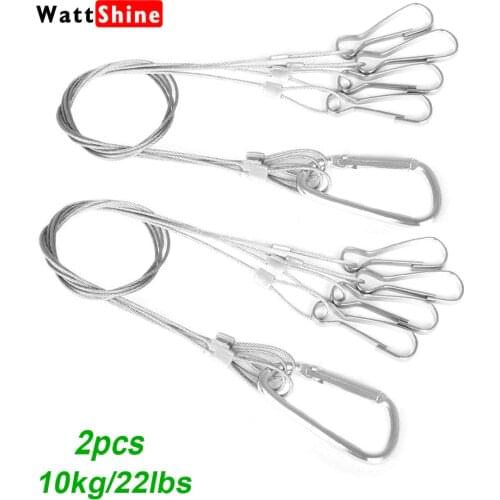 2PCS Light Suspension Kit Stainless Steel Hang Rope Hook Galvanized Steel Cable Hanging lights Grow light Fixtures 10kg/22lbs