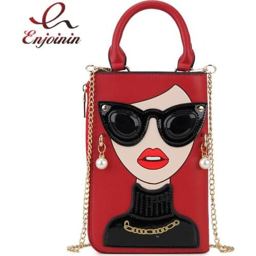 Sexy Woman Pattern Purses and Handbags for Women Fashion Black Chain Shoulder Bag Designer Party Clutch Female Crossbody Bags