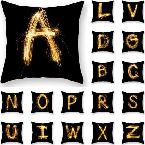 Simple English Letter Alphabet Cushion Cover Polyester Throw Pillowcase Sofa Home Decorative Pillow Covers