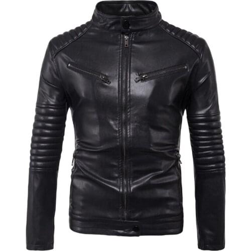 Dropshipping Leather Jacket Men Autumn Slim fit Faux Leather Jacket Motorcycle Bomber Leather Jackets Coats Big Size 5XL