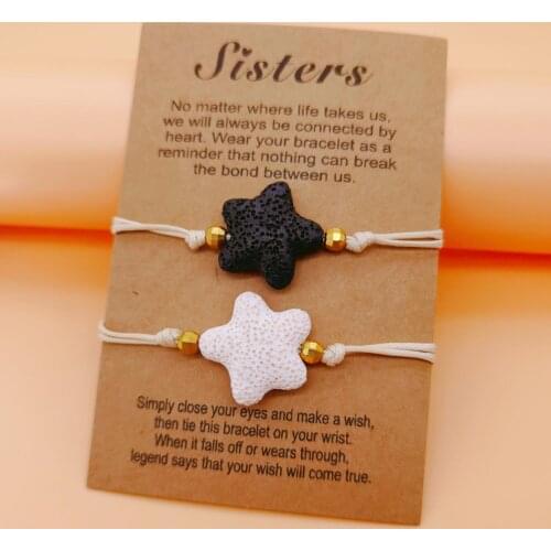 QIDIAN New Sister Card Bracelet European and American Fashion Beach Wind Starfish Stone Braided Bracelet
