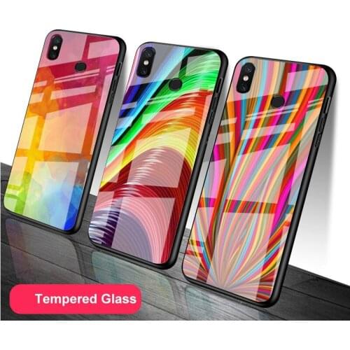 Rainbow art Tempered Glass Phone Case For Redmi Note 5 6 7 8 9 Pro Note8T Note9S Redmi8 9 Cover Shell