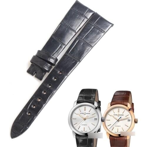Wentual watchbands for Ulysse NardinCLASSIC 8106-116B-2 8103-116-2 lligator skin /crocodile grain Genuine Leather leather strap