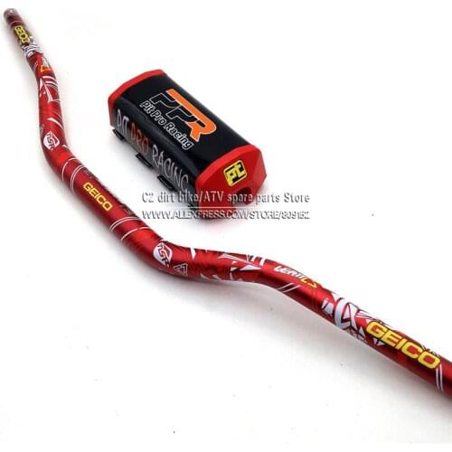 1-1/8" 28.5mm Caken Handlebar With Pit Pro Racing Handlebar Pads For Dirt Bike MotorCross MX Racing Bike CRF KLX Kayo