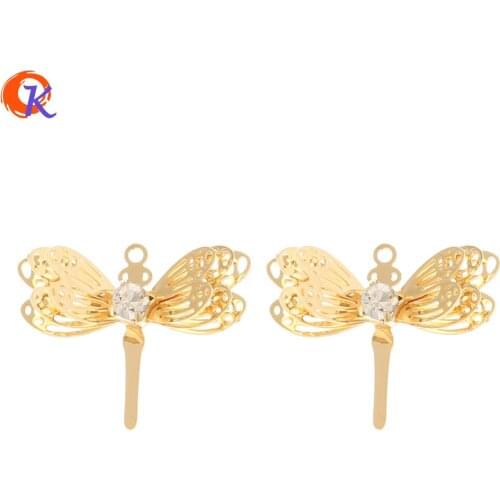 Cordial Design 50Pcs 18*22MM Jewelry Accessories/Hand Made/Genuine Gold Plating/Dragonfly/Earring Findings/DIY Making/CZ Charms